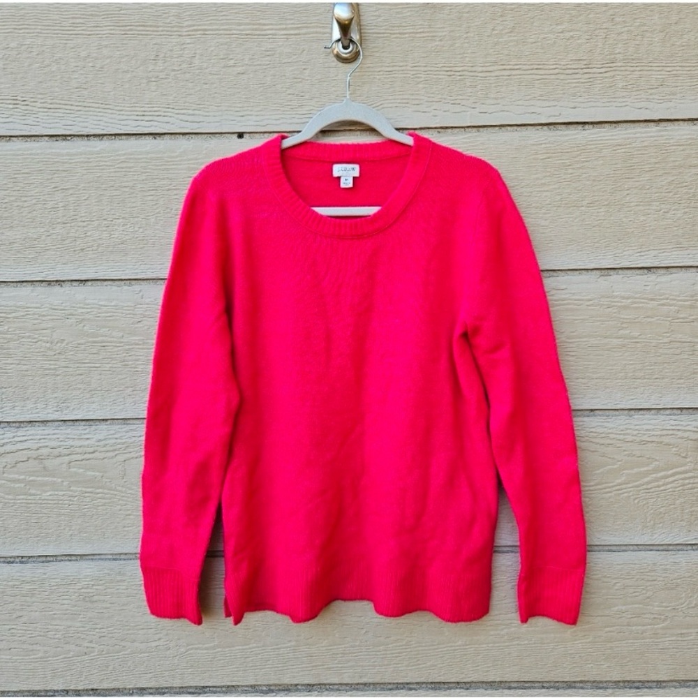 J. Crew Factory hot pink crewneck sweater in extra soft yarn medium